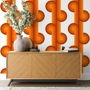 Orange Dunkelbraune Kreise Waves Lines Muster Tapete