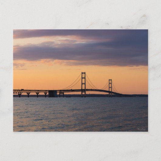 Orange Dusk Mackinac Bridge Postkarte (Vorderseite)