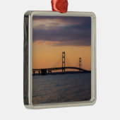 Orange Dusk Mackinac Bridge Silbernes Ornament (Rechts)