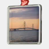 Orange Dusk Mackinac Bridge Silbernes Ornament (Links)