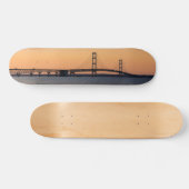 Orange Dusk Mackinac Bridge Skateboard (Horizontal)