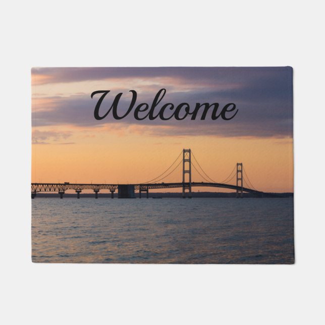 Orange Dusk Mackinac Bridge Welcome Doormat Fußmatte (Vorderseite)