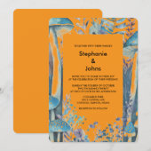 Orange Dusty Blue Woodland Mushroom Boho Wedding Einladung (Vorne/Hinten)