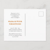 Orange Eat Drinks Wir Got Verheiratet Retro Elopem Postkarte (Rückseite)