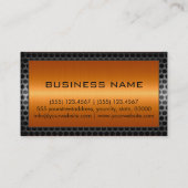 Orange Edelstahl Eleganter Metallrahmen Visitenkarte (Rückseite)