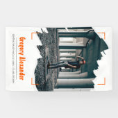 Orange Edgy Abstrakt Brushstroke Foto Abschluss Banner (Horizontal)