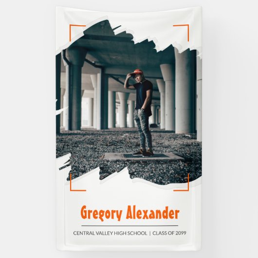 Orange Edgy Abstrakt Brushstroke Foto Abschluss Banner (Vertikal)