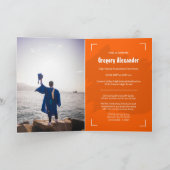 Orange Edgy Abstrakt Brushstroke Foto Abschluss Einladung (Innenseite)