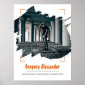 Orange Edgy Abstrakt Brushstroke Foto Abschluss Poster (Vorne)