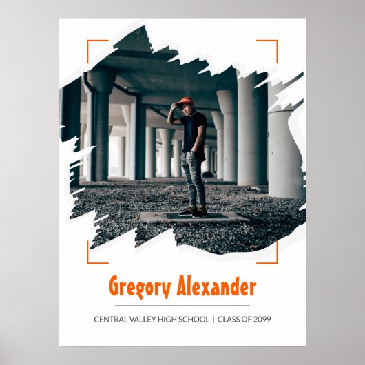 Orange Edgy Abstrakt Brushstroke Foto Abschluss Poster (Vorne)