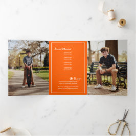 Orange Edgy Abstrakt Torn Foto Abschluss Dreifach Gefaltete Einladung