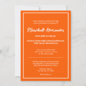 Orange Edgy Abstrakt Torn Foto Abschluss Einladung (Rückseite)