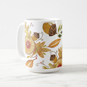 Orange-Eichel-Herbststimmung-Wasserfarben-Illustra Kaffeetasse