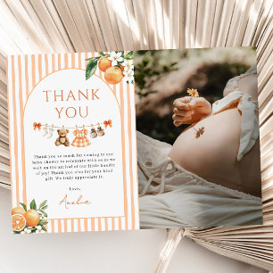 Orange Ein Kleiner Süßer Zitrus-Baby-Shower-Foto Dankeskarte