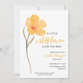 Orange Ein Kleiner Wildblume Auf Dem Weg Baby Show Einladung