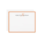 Orange einfache chic minimalistische Monogramm-Bez Mitteilungskarte (Vorderseite/Rückseite Beispiel)