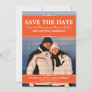 Orange einfaches chic Photo Save the Date Einladun Einladung