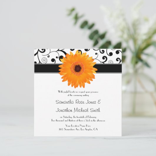 Orange Einladung (Stehend Vorderseite)