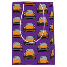 Orange Electric Vehicle SUV Car Lila Background Mittlere Geschenktüte