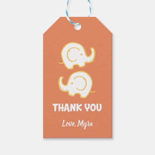 Orange-Elefantenmarke Geschenkanhänger (Vorderseite)