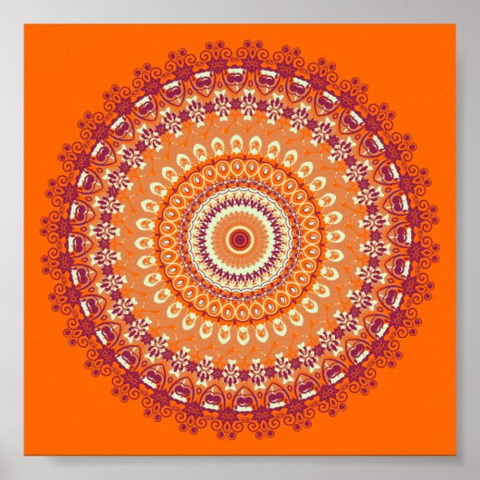 Orange Elegance Mandala Kaleidoscope Poster (Vorne)