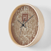 Orange Elegant Blüh Monogram Clock Uhr (Winkel)