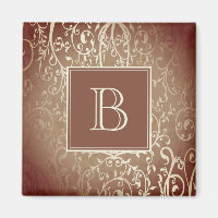 Orange Elegant Blüh Monogram Magnet