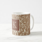 Orange Elegant Blüh Monogram-Tasse Kaffeetasse (VorderseiteRechts)