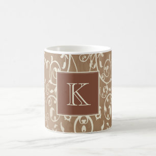 Orange Elegant Blüh Monogram-Tasse Kaffeetasse