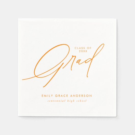 Orange Elegant Calligraphy Script Graduation Serviette (Vorderseite)