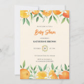 Orange Elegant Citrus Botanical Baby Shower Einladung (Vorderseite)