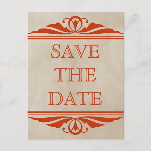 Orange Elegant Deko Save the Date Postkarte (Vorderseite)