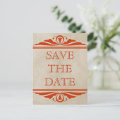 Orange Elegant Deko Save the Date Postkarte (Stehend Vorderseite)