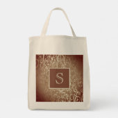 Orange Elegant Geblüht Monogram Tote Bag Tragetasche (Rückseite)