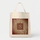 Orange Elegant Geblüht Monogram Tote Bag Tragetasche (Vorne)