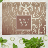 Orange Elegant Geblüht Monogramm Handtuch (Gefaltet)