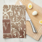 Orange Elegant Geblüht Monogramm Handtuch (Viertel Falte)