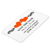 Orange Elegant Hearts speichern das Datumsmagnet Magnet (Linke Seite)