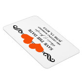 Orange Elegant Hearts speichern das Datumsmagnet Magnet (Rechte Seite)