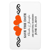 Orange Elegant Hearts speichern das Datumsmagnet Magnet (Vertikal)