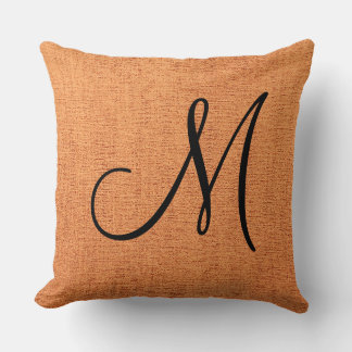 Orange Elegant Monogram Leinwand Look Kissen