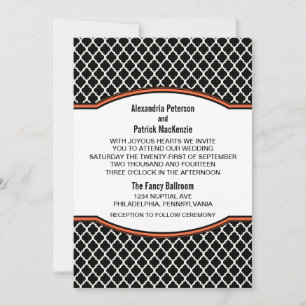 Orange Elegant Quatrefoil Wedite Einladung