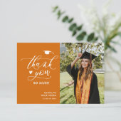 Orange Elegant Script Simple Abschluss Vielen Dank Einladung (Stehend Vorderseite)