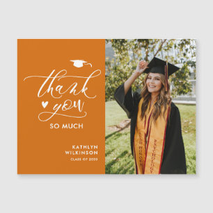 Orange Elegant Script Simple Abschluss Vielen Dank Magnetkarte