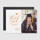 Orange Elegant Script Simple Abschluss Vielen Dank Magnetkarte (Vorne/Hinten)