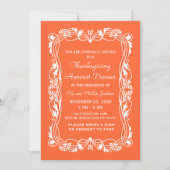 Orange Elegante Border Erntedank Einladung (Vorderseite)