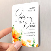 Orange elegante moderne Hochzeit retten das Datum Magnet