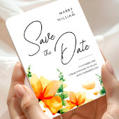 Orange elegante moderne Hochzeit retten das Datum Magnet