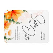 Orange elegante moderne Hochzeit retten das Datum Magnet (Horizontal)