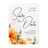 Orange elegante moderne Hochzeit retten das Datum Magnet (Vertikal)